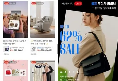 이커머스, 플랫폼 기업들은 코로나 펜데믹 시기 라이브커머스 사업에 본격 진출했다. 사진=네이버 쇼핑, 무신사 캡처