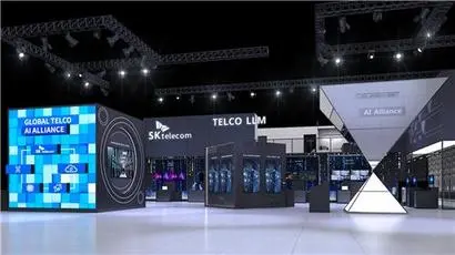 지난 2월 세계 최대 이동통신 전시회 ‘모바일 월드 콩그레스(MWC)’​에 마련된 SKT 부스. 사진=SKT 제공