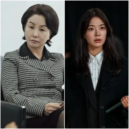 박동호의 고백을 듣고 그의 옆에 서기를 결심한 비서실장 최연숙과 이 모든 계획의 처음부터 함께한 박동호의 수행비서 서정연. 현실에선 여성 대통령 비서실장이 없었으나 여성 캐릭터를 적극 활용하는 트렌드에 발 맞춘 것으로 보인다. 사진=넷플릭스 제공