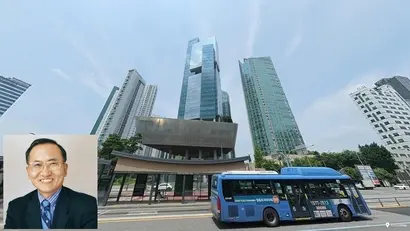 재계 48위 이랜드 박성수 회장의 주민등록상 거주지는 파악할 수 없으나, 아내 곽숙재 씨가 메세나폴리스 아파트를 소유한 것으로 확인된다.  사진=이랜드, 카카오맵 로드뷰