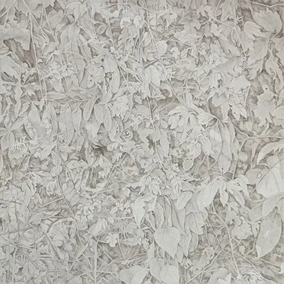 The spring sunshine 1: 80×80cm 순지에 먹과 호분 2023