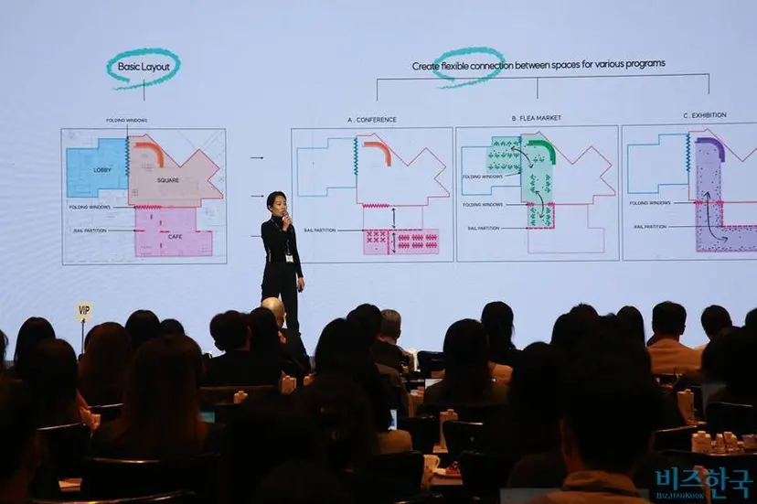 정연진 콜렉티브 비 대표는 공간 디자인을 사용자에게 메시지를 전달하기 위한 통역에 비유했다. 사진=임준선 기자