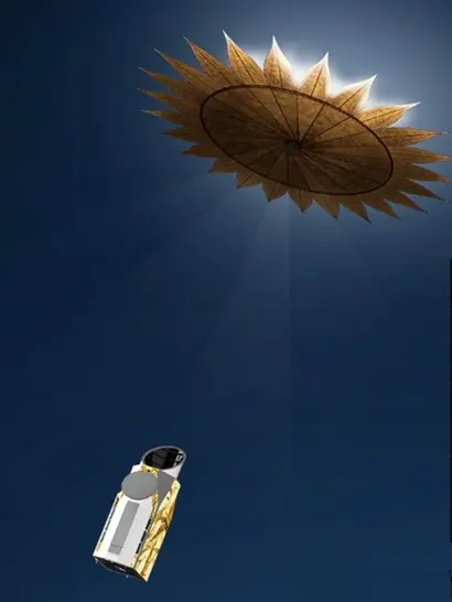 거대한 별빛 가림막을 사용하는 HabEx의 구상. 이미지=NASA