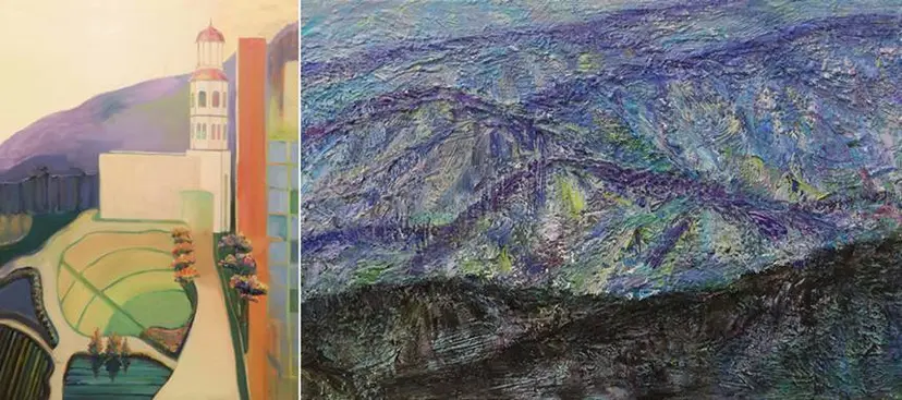 이선우_종탑이 보이는 오후, 메이필드: 91×122cm 패널에 유채 2024, 이주희_잔설: 90.9×60.6cm Oil on canvas 2024