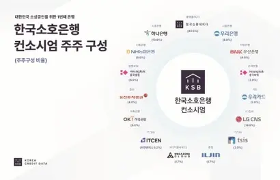 한국소호은행 컨소시엄에는 하나은행, 우리은행, NH농협은행, 부산은행 등 1금융권 은행 네 곳이 참여했다. 사진=한국신용데이터 제공