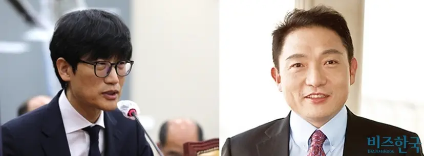 이해진 네이버 창업자(왼쪽) 개인회사인 유한회사 지음이 최근 윤재승 대웅제약 최고 비전 책임자(CVO)가 보유한 서울 성수동 땅에 상가 건물을 짓고 카페 사업을 시작한 것으로 비즈한국 취재 결과 확인됐다. 사진=박은숙 기자, 비즈한국DB