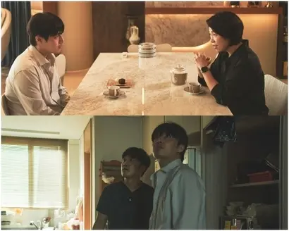 펜트하우스에 거주하는 아파트 입주자대표 은화는 아파트 호재가 될 GTX 개통 때까지 층간소음에 대해 입을 닫아달라 부탁하고, 윗집 세입자인 진호는 함께 층간소음 근원지를 찾겠다고 나선다. 사진=넷플릭스 제공