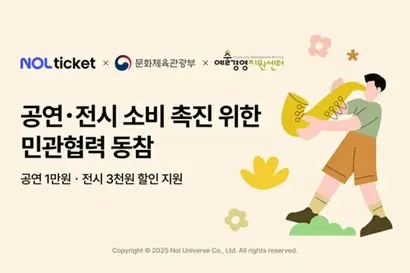 문화체육관광부가  문화예술 소비 활성화를 위해 배포한 100억 원 규모의 공연·전시 할인권. 사진=놀티켓 홈페이지