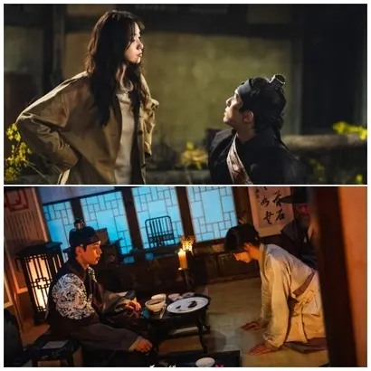과거로 타임슬립해 마주하게 된 연지영과 이헌. 개기일식이 있던 날 나타난 연지영을 이헌은 ‘귀녀’로 오해하게 되고, 상황을 알 리 없는 연지영 또한 이헌을 무례하게 대하게 된다. 전형적인 ‘혐관 로맨스’의 서사. 사진=tvN 제공