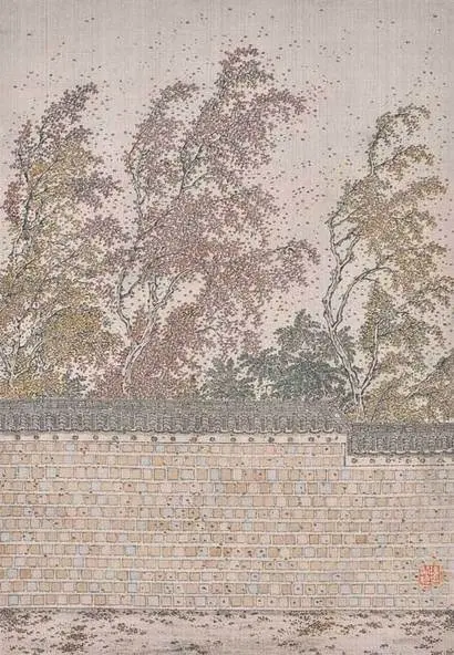 덕수궁돌담길: 35×51.5cm 비단에 수묵채색 2020