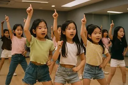 아이돌 연습생의 연령은 점점 더 어려지고 있다. 근로기준법은 만 15세 미만 청소년의 노동을 금지하지만, 대중문화산업법은 만 15세 미만 청소년도 주당 35시간 이내에서 노동을 제공할 수 있다고 규정한다. 사진=생성형 AI