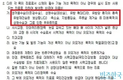 A 보험사 실손의료비보험의 약관 중 일부. 미용 목적인 경우 보장에서 제외된다고 명시했다. 사진=A 보험사 실손의료비보험 약관