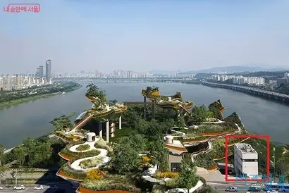토마스 헤더윅의 ‘소리풍경’ 조감도. 규정대로라면 방공진지는 소리풍경의 공중보행로보다 높게 지어져야 한다. 사진=서울특별시 제공