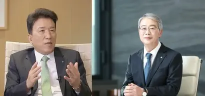 주요 금융그룹은 디지털 전환과 혁신을 신년 전략으로 삼았다. 왼쪽부터 함영주 하나금융그룹 회장, 임종룡 우리금융그룹 회장. 사진=각 사