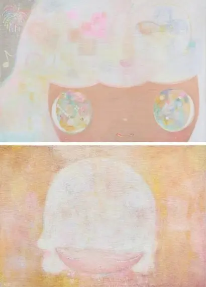 Fireworks 불꽃놀이: 130×160cm Acrylics on canvas 2025(위), Contemplation 명상: 91×116cm Acrylics on canvas 2025