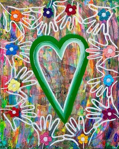 I AM LOVE(green): 72.7×90.9cm Mixed media on canvas 2025