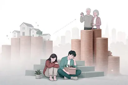 주택 자산이 고령층으로 쏠리며, 청년층의 ‘내 집’ 진입 문턱은 더 높아지고 있다. 일러스트=생성형 AI