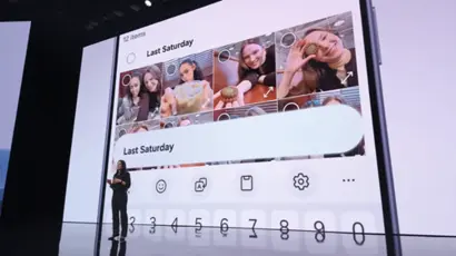 레이첼 로버츠 삼성전자 미국법인 제품 PM은 나우 넛지를 사용자가 대화의 흐름을 유지하도록 돕는 기능이라고 설명했다. 사진=갤럭시 언팩 유튜브 생중계 캡처  ​