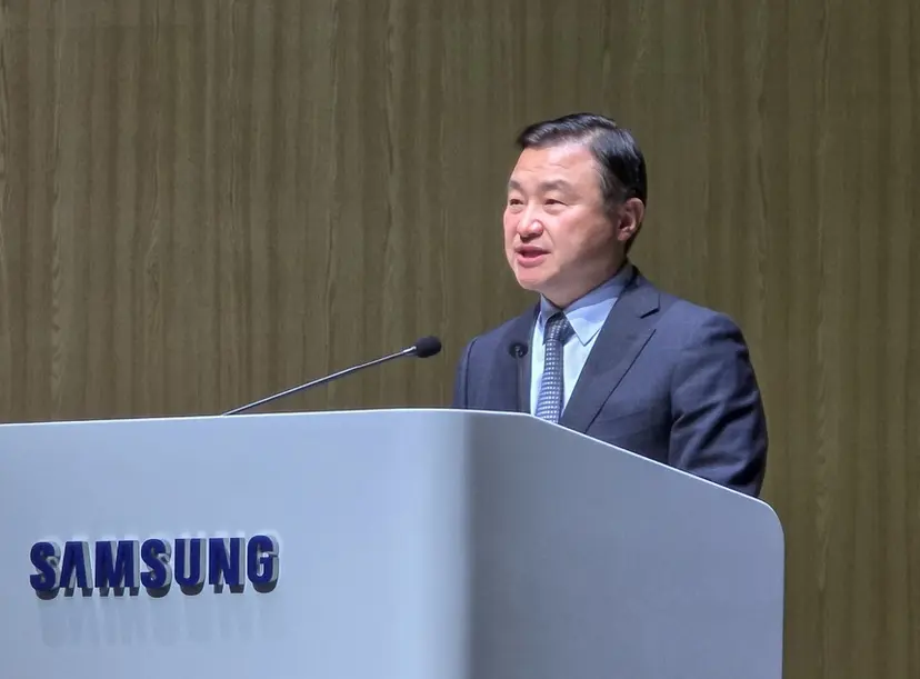 18일 경기 수원컨벤션센터에서 진행된 삼성전자 제57기 정기 주주총회에서 노태문 사장이 발언하고 있다. 사진=삼성전자 제공